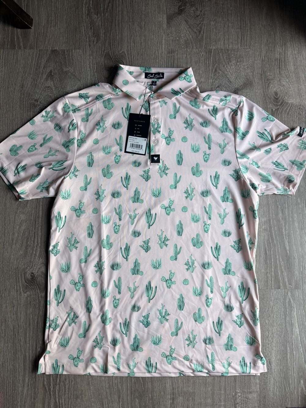 Bad Birdie Core Polo 'Thorn In Your Side' Cactus Print Performance Golf Shirt